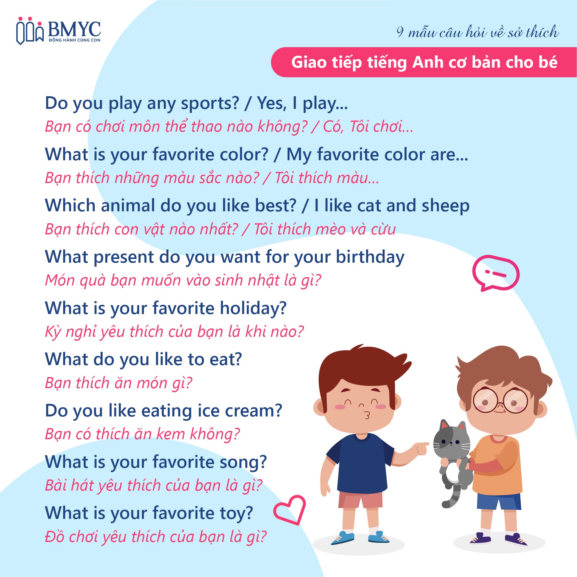 Những câu tiếng Anh thông dụng trong gia đình (giao tiếp hàng ngày với con)